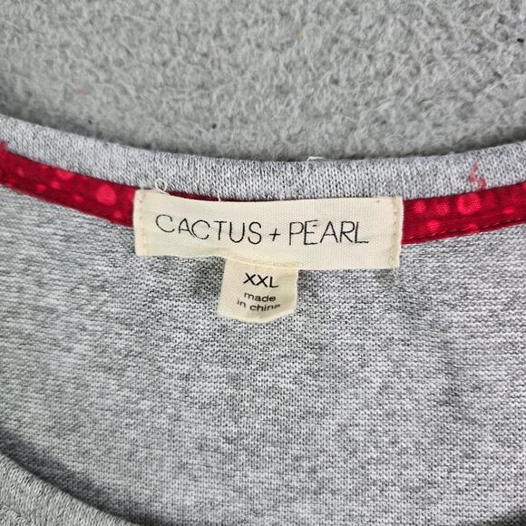 Cute Garden Gnome Autumn Fall Top Women's 2XL Gray 3/4 Sleeve Floral Holiday Fun - Picture 5 of 10